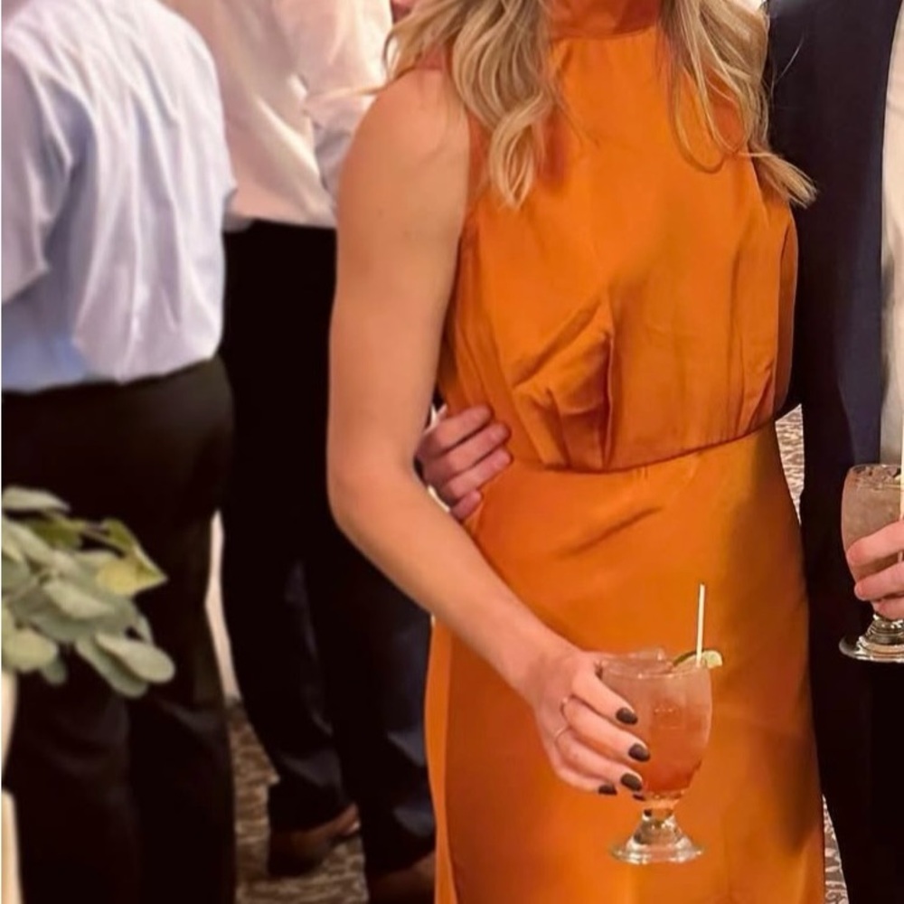 Lulu's Vibrant Orange Midi Dress